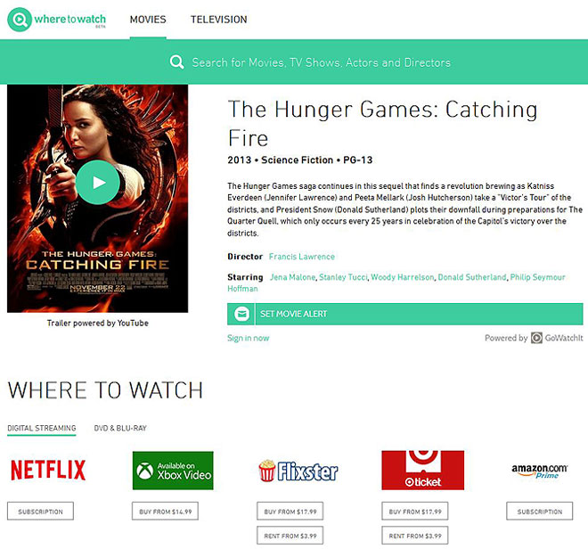 WhereToWatch - TV and Movie search ten times faster